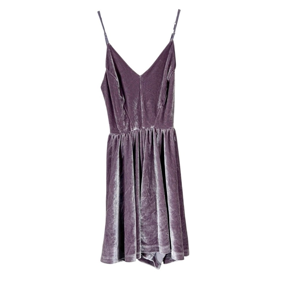 Silence + Noise Coquette Velvet Romper Mauve Pink Fit and Flare Romantic Size S - Picture 2 of 6